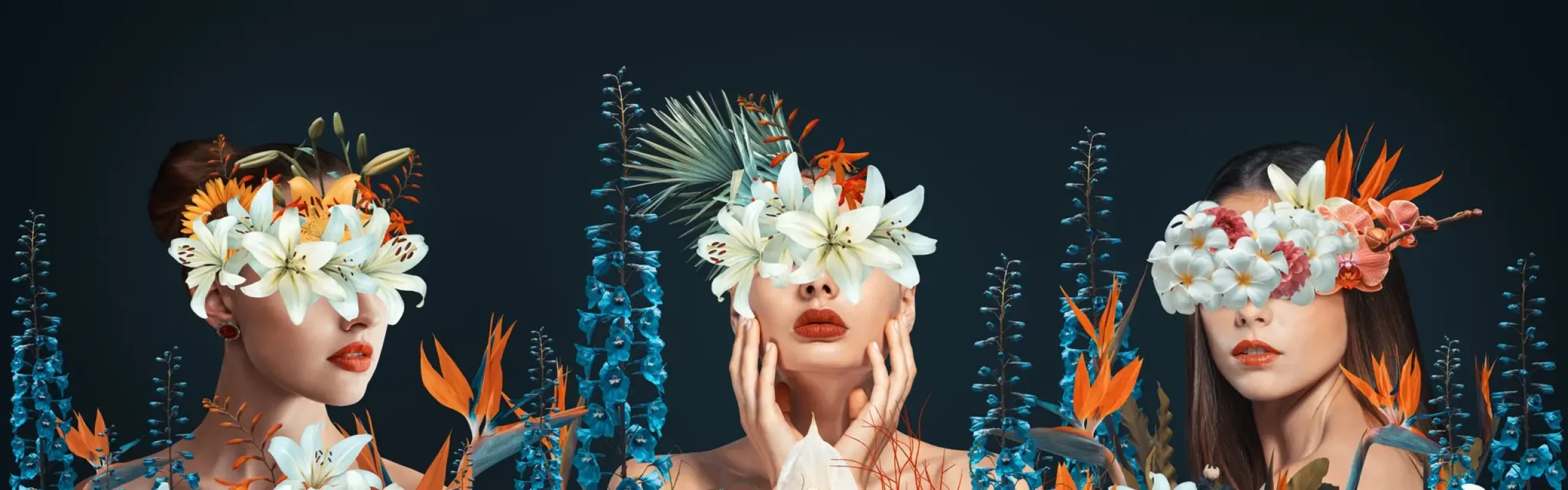 Abstract,Contemporary,Art,Wide,Panoramic,Collage,Portrait,Of,Young,Woman
